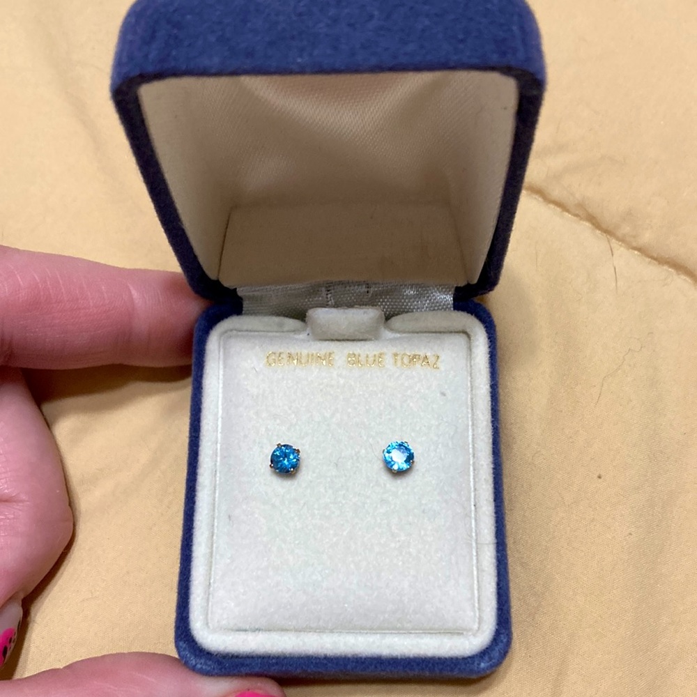 Blue Topaz Stud Earrings